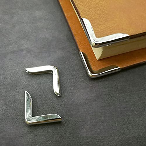 Image of 100Pcs Book Scrapbooking Album Menu Folder Protectors - Metal Corner Protector Cover for Protecting Book and Scrapbooking Corners, Silver