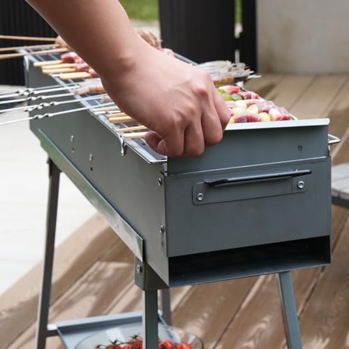 Comsenz 1661 31.5’’ Portable Charcoal Grill Folding Bbq Grill For Outdoor Grilling Cooking Camping Hiking Picnics Tailgating Backpacking Party, With Excellent Ventilation Design, Matte Sliver thumb #4