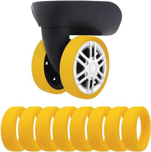 Luggage Wheel Cover Set of 8, Silicone Luggage Wheel Covers Luggage Wheel Protectors Luggage Wheel Protectors Suitable for most luggage wheels and office chairs Noise Free (Yellow)