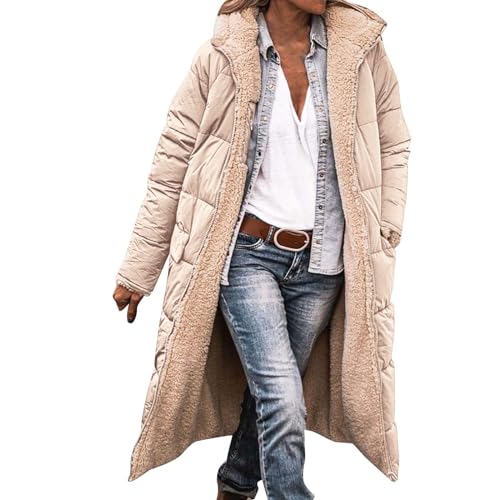 riou Abrigo Largo Mujer Invierno Plumas Chaqueta Acolchada A Prueba de Viento Talla Grande Cálido Chaqueta Algodón de Invierno con Capucha Gruesa Elegantes Parka Abrigo Exterior de Felpa