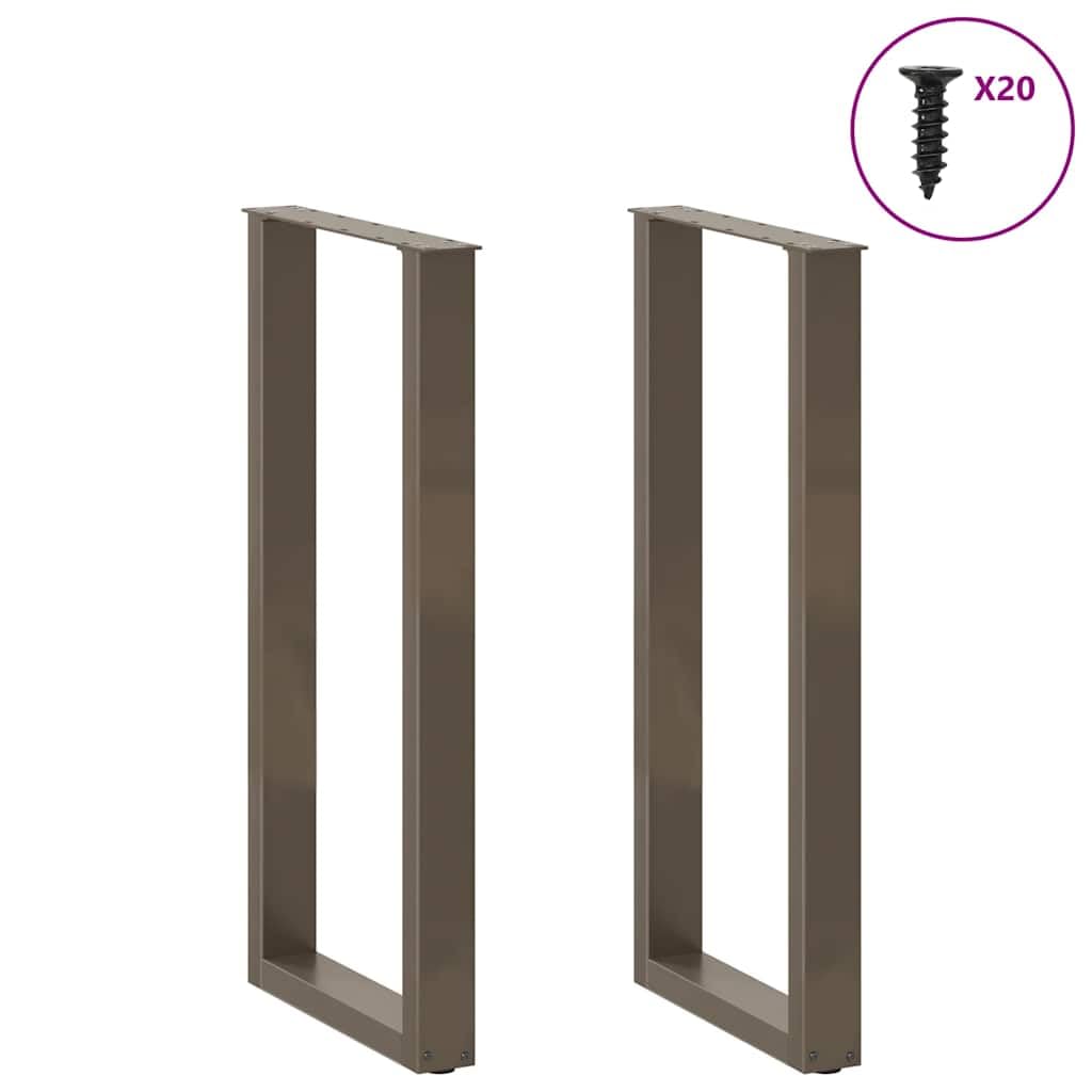 Juego de 2 patas para mesa de bar en forma de U, patas de acero con recubrimiento en polvo, 40 x 100 cm, incluye patas ajustables, estructura de mesa para bar y mesa de café, acero natural