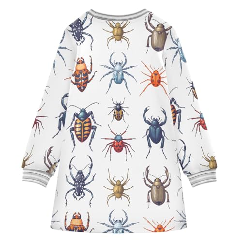 Girl Long Sleeve Dress Insects Pattern Print Art Design Girls Dresses A-Line Casual Tunic Playwear 2-8 Years2