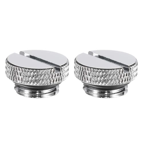 Image of sourcing map 2pcs Water Stop Plug Fitting G1/4" Thread Pc Water Cooling Slot Plugs Fitting Copper Water Stop End Cap for Computer Water Cooling System, Silver