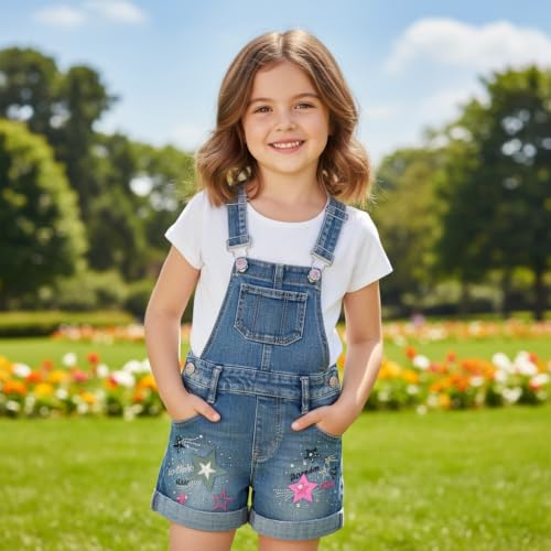 Image of Peacolate 3-11T Little&Big Kids Girls Jumpsuit&Rompers Bib Overalls Colorful Tie-dye Shortalls Suspender Shorts Jeans Pants