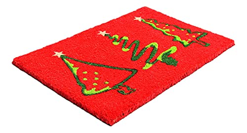Image of Onlymat Festive Print Coir Doormat, Natural Coconut Fiber Floor Mat with Non-Slip PVC Backing, Heavy Duty Anti-Slip & Decorative Door Mat for Home and Office Entrance, 60x40 cm, Multicolour