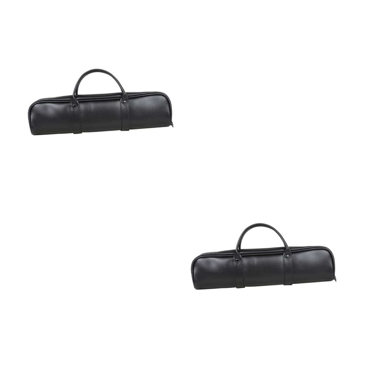 Milisten Durable Leather Flute Storage Bag Portable Carrying Case for Flute High Grade Black Leather Practical Wear Resistant for Outdoor Performances
