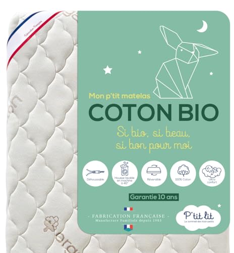 P'tit Lit Matelas Enfant/Bébé 70x140 cm Coton Bio