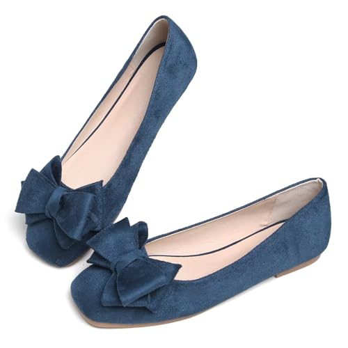 TN TANGNEST Women Cute Bowknot Flats Soft Slip On Flats Comfort Square Toe Casual Dress Flat Shoes2