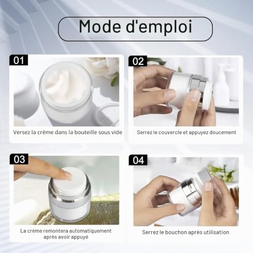 Litimkat 4 PCS distributeurs à pompe sans air, 15 ml 30 ml Pots de Crème – vue 3