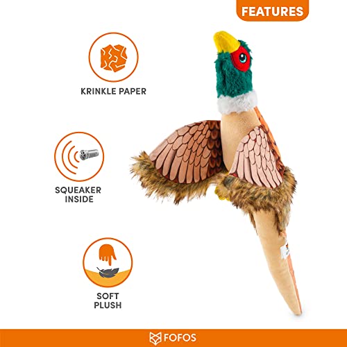 Image of BarkButler x Fofos Pheasant Bird Plush - Soft & Squeaky Toys for Dogs, Dog Toys for Medium Dogs (0-20kgs) - Brown