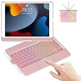 Keyboard Case for iPad 9th Generation 10.2 inch 2021, Multi-touch Trackpad & 7 Color Backlight & 360°Flip Hard-shell, Slim Keyboard Case with Pencil Holder, for iPad 9th/8th/7th Gen,UK Layout - Image 1