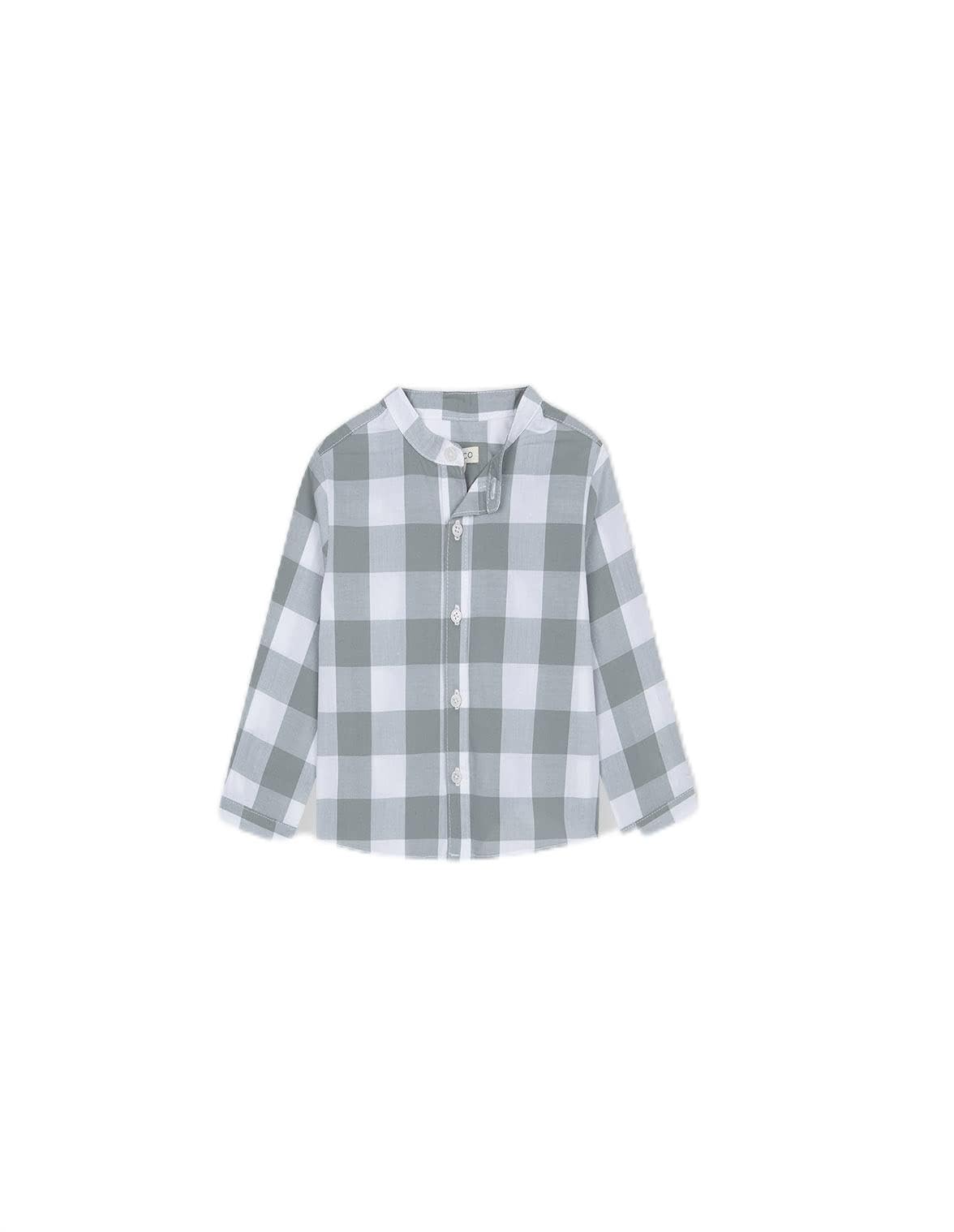 Gocco Camisa Cuello Mao Cuadro Vichy Verde Unisex bebé
