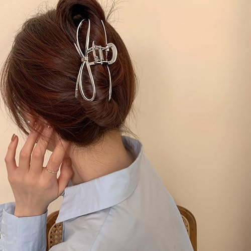 Pinza metálica grande plateada para cabello miniatura 7
