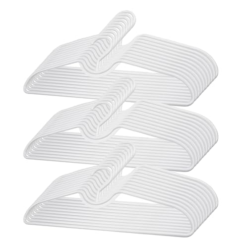 Plastic Clothes Hangers with Short Neck Anti-Slip Design Space-Saving Lightweight Versatile for Shirts Blouses Dresses Jackets White 41.5x15.5cm (30Pack)