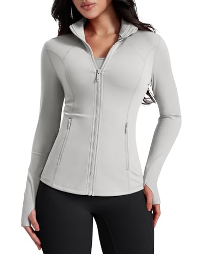 AVGO Womens Workout Jackets Lightweight Athletic Zip Up Jacket Slim Fit Running Gym Top with Pockets...