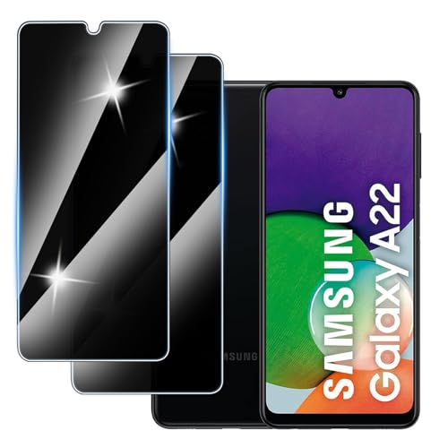【3 Piezas】 Protector Pantalla Privacidad para Samsung Galaxy A22 4G,Anti-Espía Vidrio Película,Cristal Vidrio Templado Anti Espía,9H Dureza,Sin Burbujas,Anti-Arañazo,Privacy Screen Protector