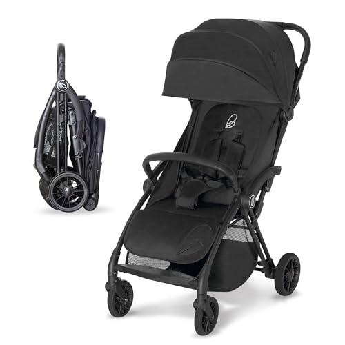 Silla de Paseo Ultraligera y Compacta para Bebé hasta 24 kg, Reclinable, Capota con Ventana, Freno Trasero, Arnés de Seguridad, Plegado Fácil y Rápido – PLIS PLAS Chasis Negro ASALVO