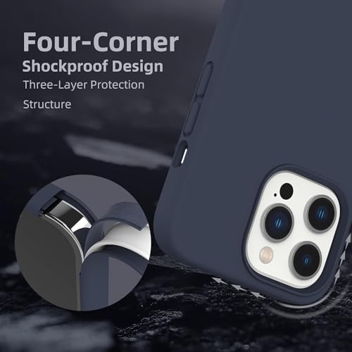 Image of Back Cover for iPhone 13 Pro Case,[Military Shockproof Protection] Liquid Silicone Case with [Soft Anti-Scratch Microfiber Lining for iPhone 13 Pro (Blue)