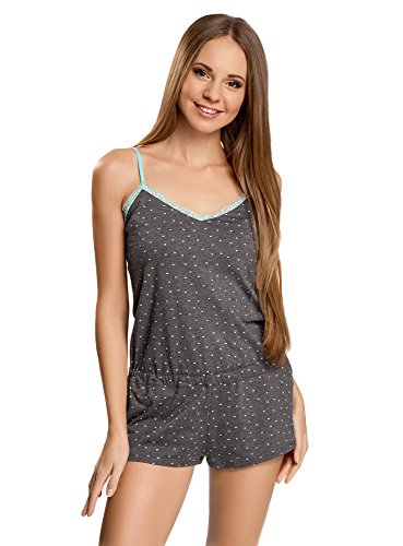 Preisvergleich Produktbild oodji Ultra Damen Baumwoll-Overall, Grau, DE 34 / EU 36 / XS