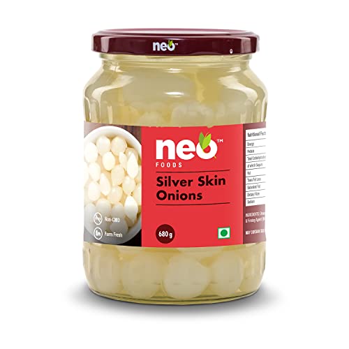 Image of Neo Silver Skin Onions 680g I Sirka Onion I 100% Plant Based & Natural I Ideal for Cocktail and as Side Dish for Snacks I (Pack of 1)