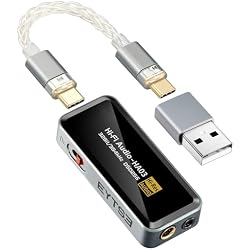 EYTSE Portable Headphone Amplifier, USB C MINI DAC Amp Dongle 3.5mm & 4.4mm Balanced Outputs, HiFi 32Bit/384kHz DSD256 Dual CS43131 Audio Decoder Audio Adapter for Phones/PC/Laptops/Tablets, Silver