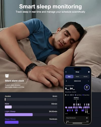 Screenless Activity & Fitness Trackers, Health Tracker with Heart Rate and Sleep Tracking, Works with iOS and Android - Black - Image 6