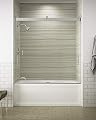 KOHLER K-706000-L-SH Levity Bypass Bath Door with Handle and 1/4-Inch Crystal Clear Glass in Bright Silver