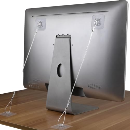 Fangxuee 10 Correas de Seguridad Ajustables de Acero Inoxidable para TV, Anclajes Adhesivos Antivuelco Sin Taladro para Muebles, para Fijar Televisores de Pantalla