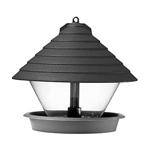 Dehner Natura Premium Wildvogel Futterampel Guayana, Futterstation für Wildvögel, Vogelhaus robust / hängend, inkl. Aufhängevorrichtung,, Ø ca. 27 cm, Höhe ca. 23 cm, Kunststoff, schwarz