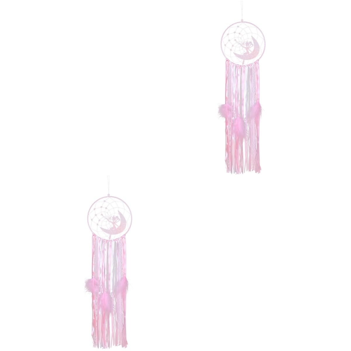 Atrapasueños de sirena rosa Cabilock de 2 piezas con plumas para colgar