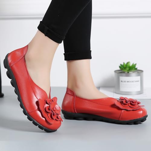 Image of MOYOWEI Women's Leather Slip On Loafers Colorful Flat Shoes