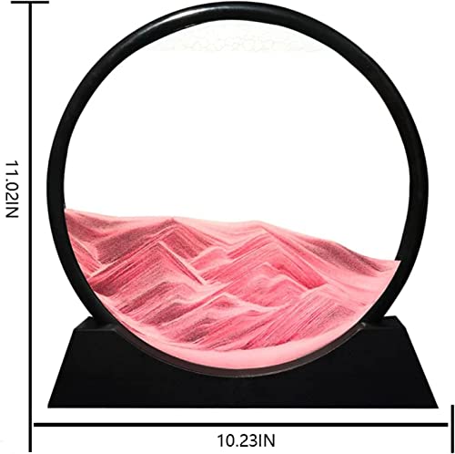 Image of NYRWANA Sand Art, Moving Sand Art,Sand Art Decor Picture Glass Liquid Wall Painting, 3d Deep Sea Sandscape Natural Landscape in Motion Display with Flowing Sand Frame for Home Decor, Diwali Gift Item, (10 inch, Pink)