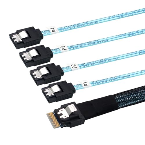 Cable Slimline SAS SFF-8654 a 4X SATA 1.0 m Negro miniatura 4