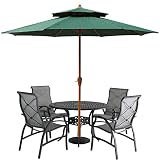 SAGIDAR Tafelparasols met zwengel, terrasparaplu buiten 270 cm x 250 cm, dubbele tuinparasol, ijzeren paraplustok, 4 kleuren, zeer ademend, waterdicht/winddicht, Groen, 270cmx250cm