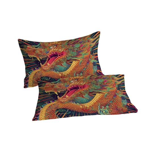 Linge de lit dragon chinois finition premium microfire 260x220 - 7