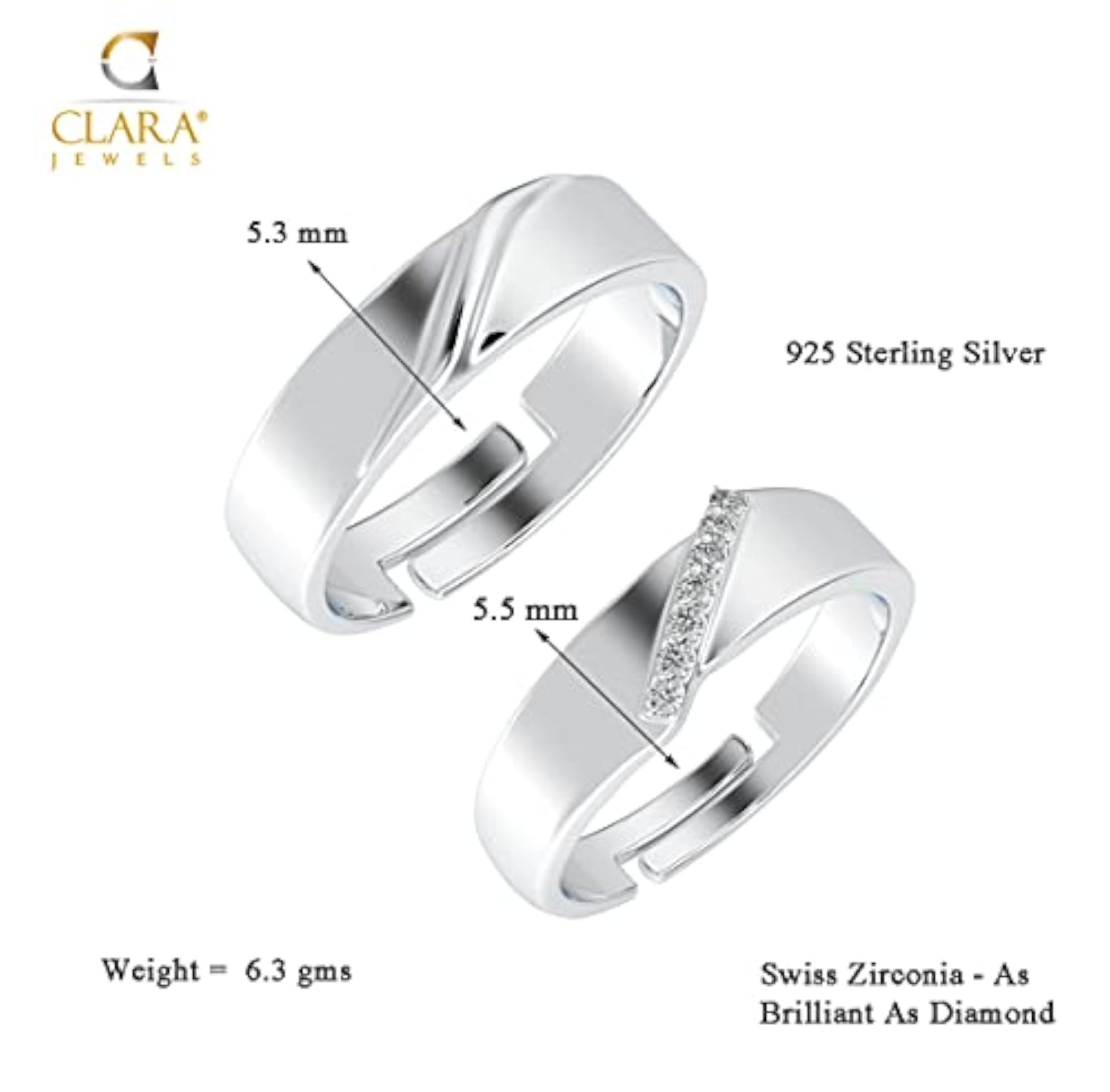 Couple's Adjustable Promise Band, 925 Sterling Silver