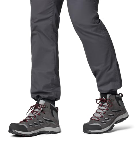 Columbia Mens Crestwood Mid Waterproof, Dark Grey/Mountain Red, 9