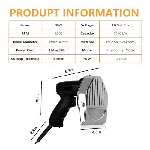 WTRYRN 80W Commercial Gyro Cutter, Electric Shawarma Knife, Electric Kebab Slicer with Two Blades, Adjustable Thickness 0-8mm,60Kg Per Hour,Long-term Use Wiredmodel - Image 2