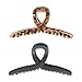 Goody SlideProof Ribbon Claw Clips - 2 Ct, Black & Tortoise Shell, Secure Grip Loop Hair Styling Accessories for Women & Men, for Thin & Fine Hair