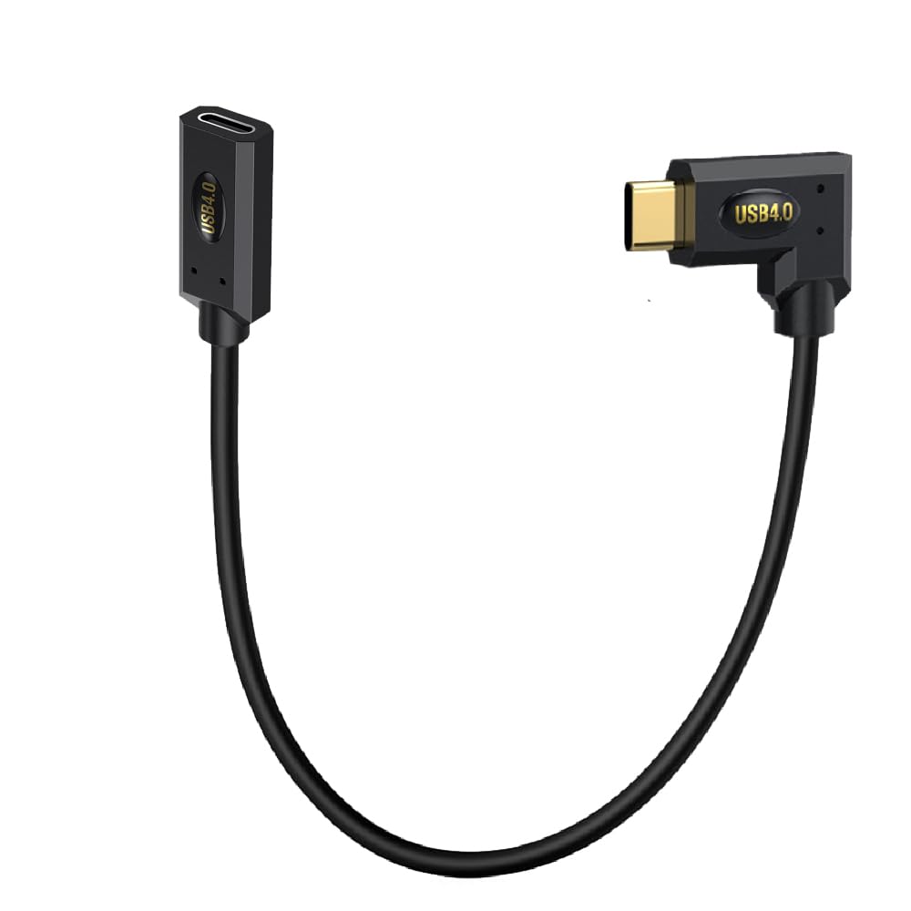 40 Gbit/s USB 4.0 Typ C Verlängerungskabel, gerade Buchse auf links- und rechtwinkligen Stecker, 240 W, 5 A, PD, USB C 4.0 Kabel für Smartphones, Laptops, Thunderbolt 3, unterstützt 8K @ 60Hz