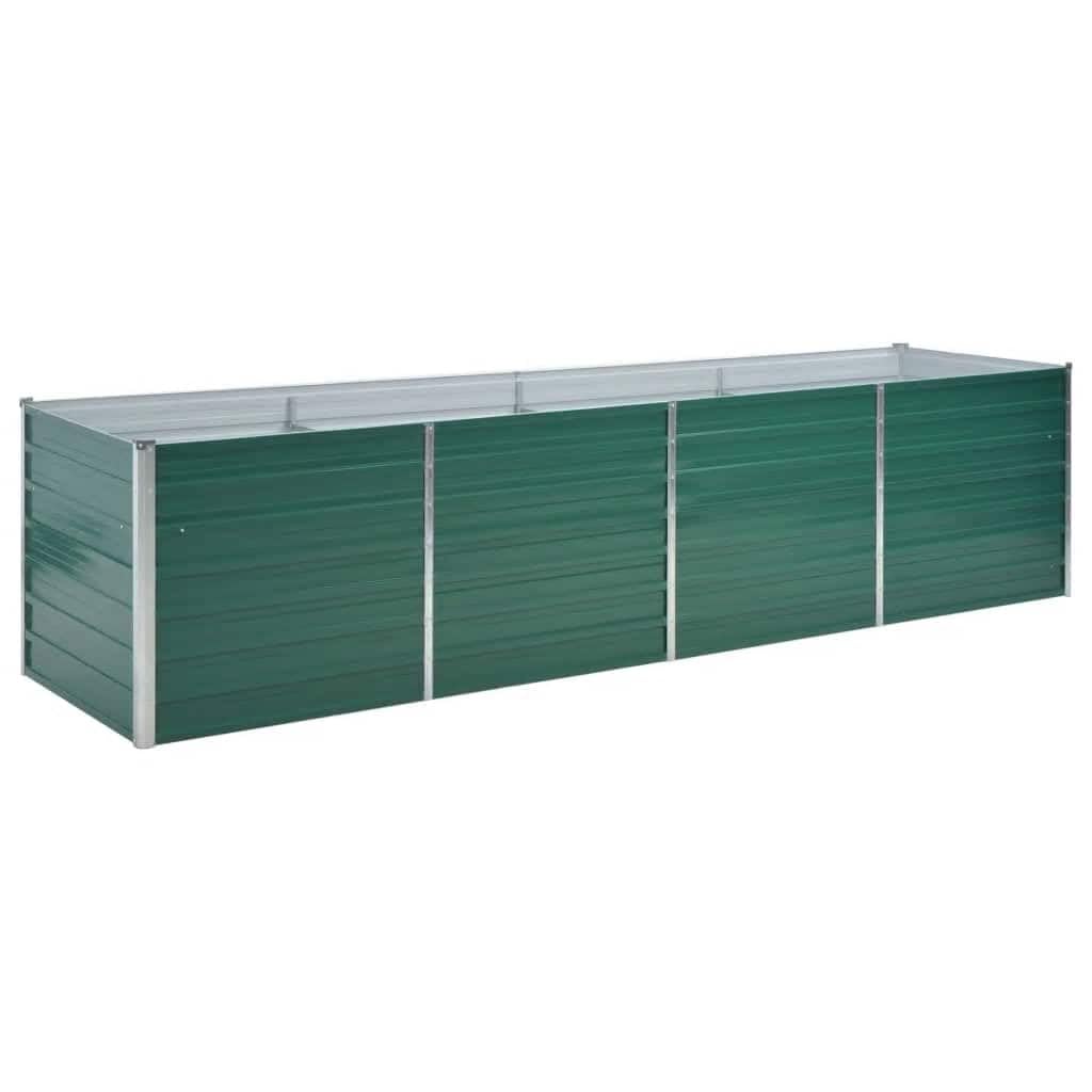 vidaXL Garden Raised Bed Galvanised Steel 320x80x77cm Green Flower Box Raised Bed