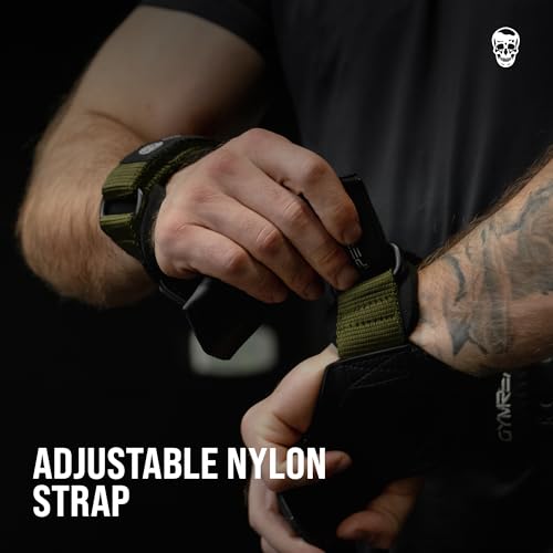 Image of Gymreapers Weight Lifting Grips (Pair) for Heavy Powerlifting, Deadlifts, Rows, Pull Ups, with Neoprene Padded Wrist Wraps Support and Strong Rubber Gloves or Straps for Bodybuilding