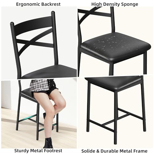 IDEALHOUSE 26 Inch Bar Stools Set of 4, Upholstered Bar Chairs with Back, Thick Cushion, Counter Height Barstools for Kitchen Island Apartment Counter Bar (4) - view 3