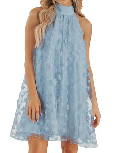 Image of VIMPUNEC Womens Summer Halter Mini A Line Swing Dresses Wedding Guest Formal Cocktail Homecoming Dress