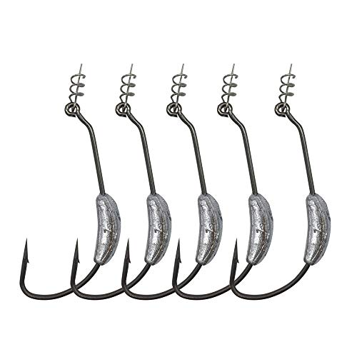 20pcs/Box Weighted Hooks for Soft Plastics, Saltwater Swimbait Hook Extra Wide Gap Hooks Weedless Offset Worm Hooks Jig Head Fishing Hooks with Twistlock Size 2/0# 2.5g