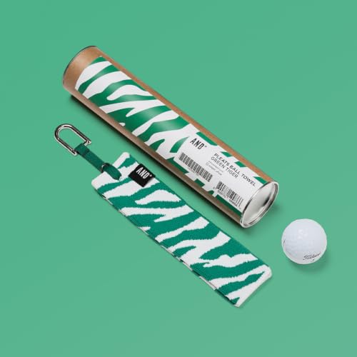 Image of ANDGOLF Pleats Ball Towel, Funky Golf Towel, I Use This Towel to Wash My Ball, Golf Gifts - Golf Accessories, Embroidered Golf Towels for Bags with Clip, Colorful (Green Tiger)