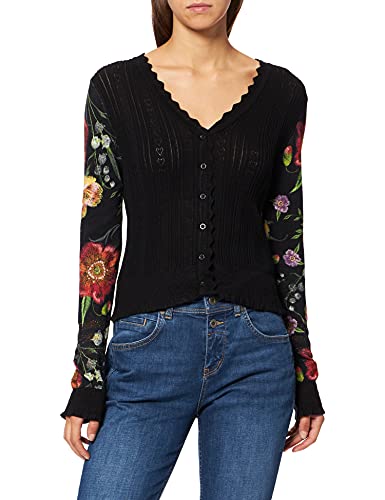 Desigual Women's Flat Knit Thin Gauge Jacket, Black, L Desigual Women's Flat Knit Thin Gauge Jacket, Black, L