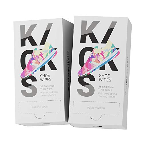 2x Kicks Shoe Wipes | Sneaker Cleaning Wipes | 36 Stück | Schuh Reinigungstücher einzeln verpackt in der Spenderbox