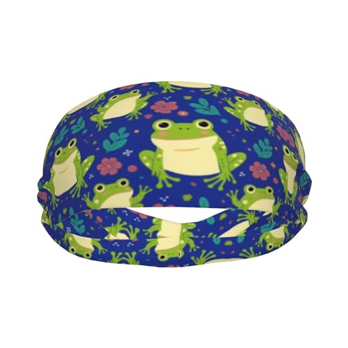 Boys Girls Green Frog Kawaii Art Sports Sweat Bands Boho Style Beauty Skinny Hair Band Headdress for Sports Fitness Shower2