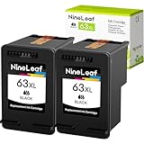 NineLeaf Remanufactured F6U64A Ink Cartridge Replacement for 63XL 63 XL OfficeJet 3831 3832 Printers High-Yield 480 Pages, Ink Level Indicator (Black,2 Pack)